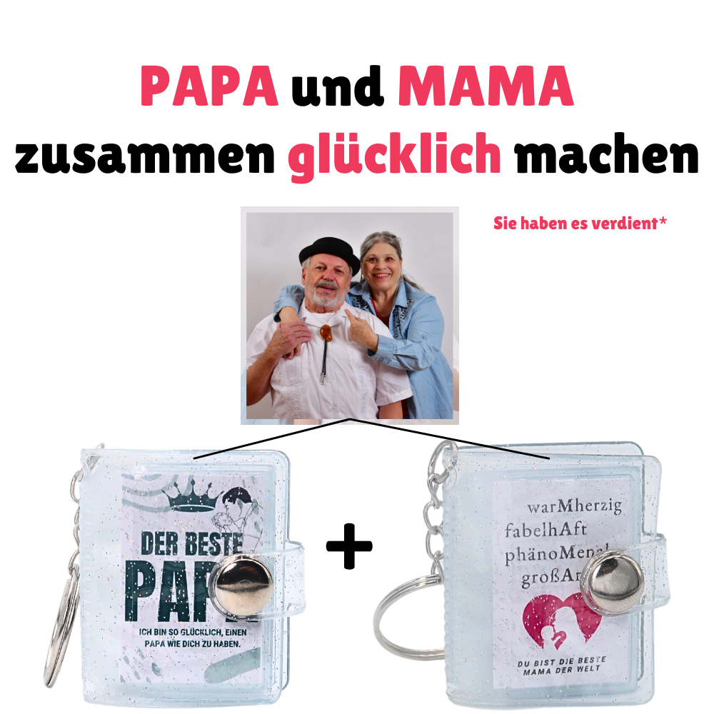 Dad and Mom Mini Photo Album Keychain