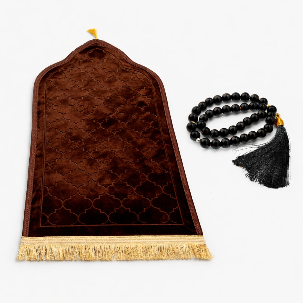 TESBIH + Gebetsteppich SET - Dick - Seccade mit Tesbih SET