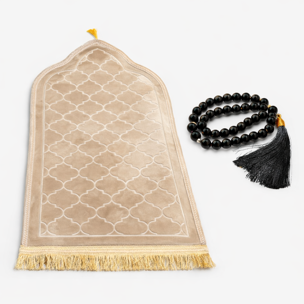 TESBIH + Gebetsteppich SET - Dick - Seccade mit Tesbih SET