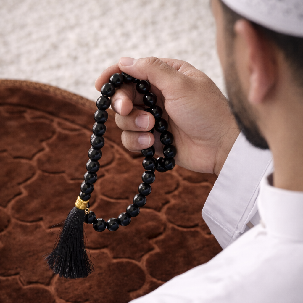 TESBIH + Gebetsteppich SET - Dick - Seccade mit Tesbih SET